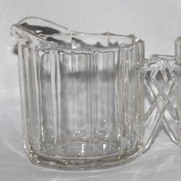 Indiana Glass Paneled Daisy Sugar Bowl & Creamer Set - Picture 2 of 5